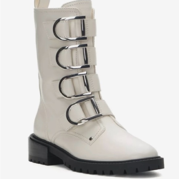 NEW Pair of VINCE CAMUTO White Boots Size 10 Frishea Leather Upper Shoes - Picture 5 of 14